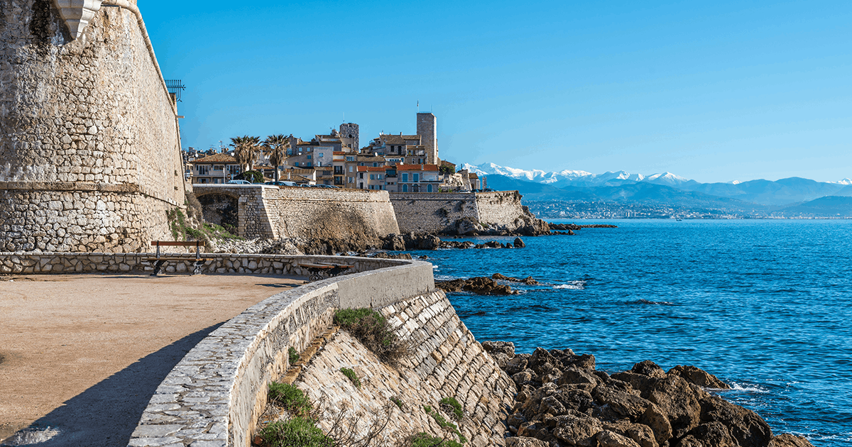 Fort Carré guarding the entrance to Antibes harbour with the old town beyond